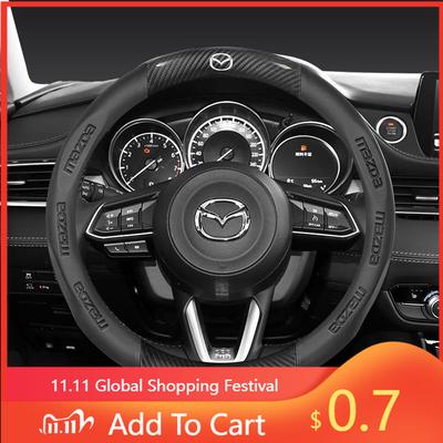 2025 Горячая 38см Карбоновое Волокно Кожа Рулевого Колеса Чехол Для Mazda 2 3 CX5 CX30 CX8 CX3 Mazda2 6 5 CX9 BT50 Авто Аксессуары