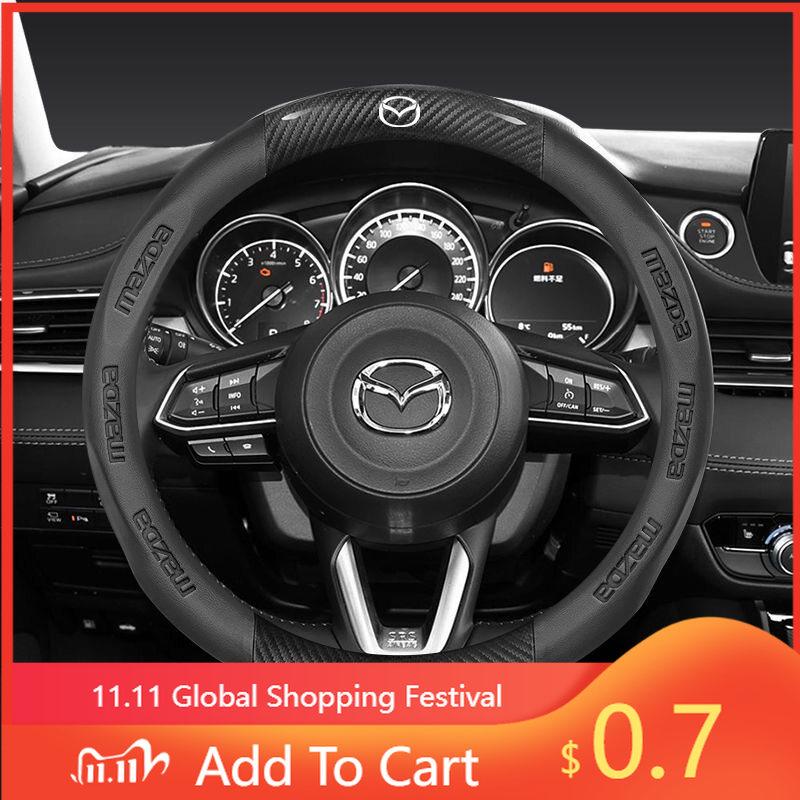 2025 Горячая 38см Карбоновое Волокно Кожа Рулевого Колеса Чехол Для Mazda 2 3 CX5 CX30 CX8 CX3 Mazda2 6 5 CX9 BT50 Авто Аксессуары