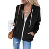 2021 Cross-Border Autumn/Winter Solid Color Hooded Zip-Up Sweatshirt with Drawstring and Pockets