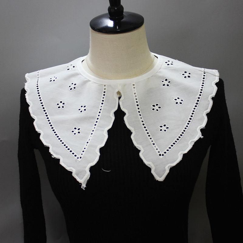 Hollow Fake Collar Embroidered Flowers Fake Collar Cotton White Shawl Doll False Collar Decorative Shirt Collar Detachable Shawl