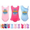 5195 Kids Girls Cartoon Steal a Brainrot 67 Six Seven Print Ruffle Swimsuit Swimming One-piece Bodysuit Swimwear