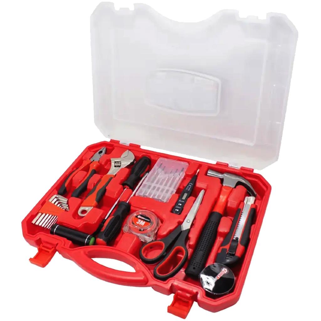 Large 26-piece Tool Set: Combination pliers, screwdrivers, and a hammer, Forcekraft