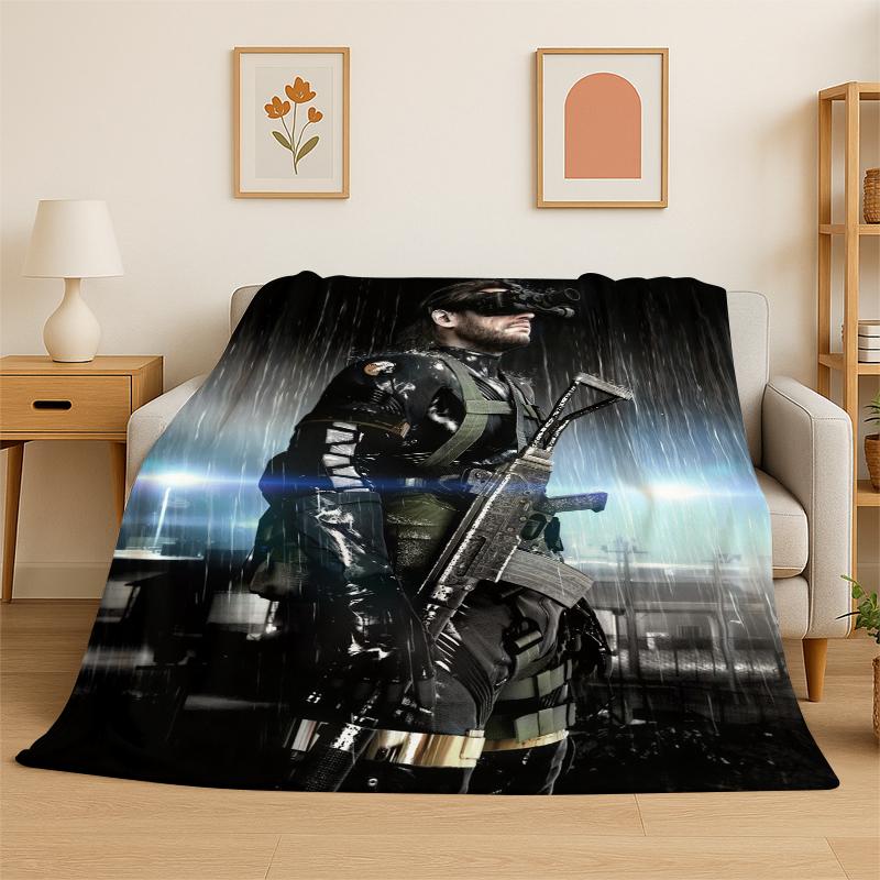 Игровое одеяло Metal Gear Solid, Мультяшное, Мягкое, Фланелевое, Теплое, Уютное, для Кровати, Дивана, Кресла, Спальни, Гостиной, Путешествий, Пикника
