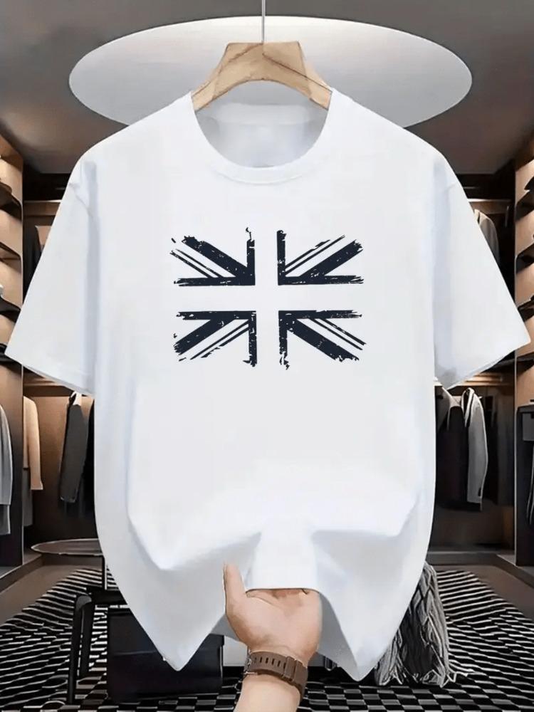 Summer 100% pure cotton men's casual loose trend brand printed comfortable sports short sleeved