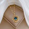 Luxury Stainless Steel Starry Planet Zircon Full Diamond Necklace for Women