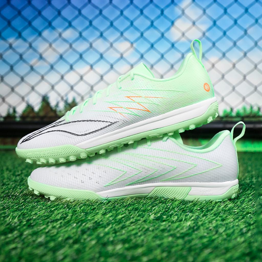 Li Ning Speed Shadow 4 Начальный уровень TF (Резиновые шипы) Дышащие Футбольные Бутсы с Амортизацией из ТПУ Унисекс Бело-Зеленые YSTW0332