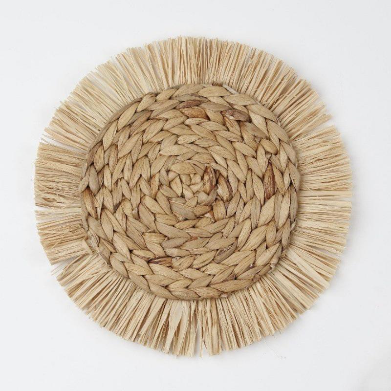 Natural Gourd Grass Round Woven Placemat - Heat Insulation Pad for Dining Table & Party Decor