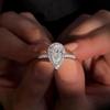 Silver Plated Stainless Steel Ring For Women Water Drop Zircon Wedding Rings Jewelry Accessories Size 5-11
