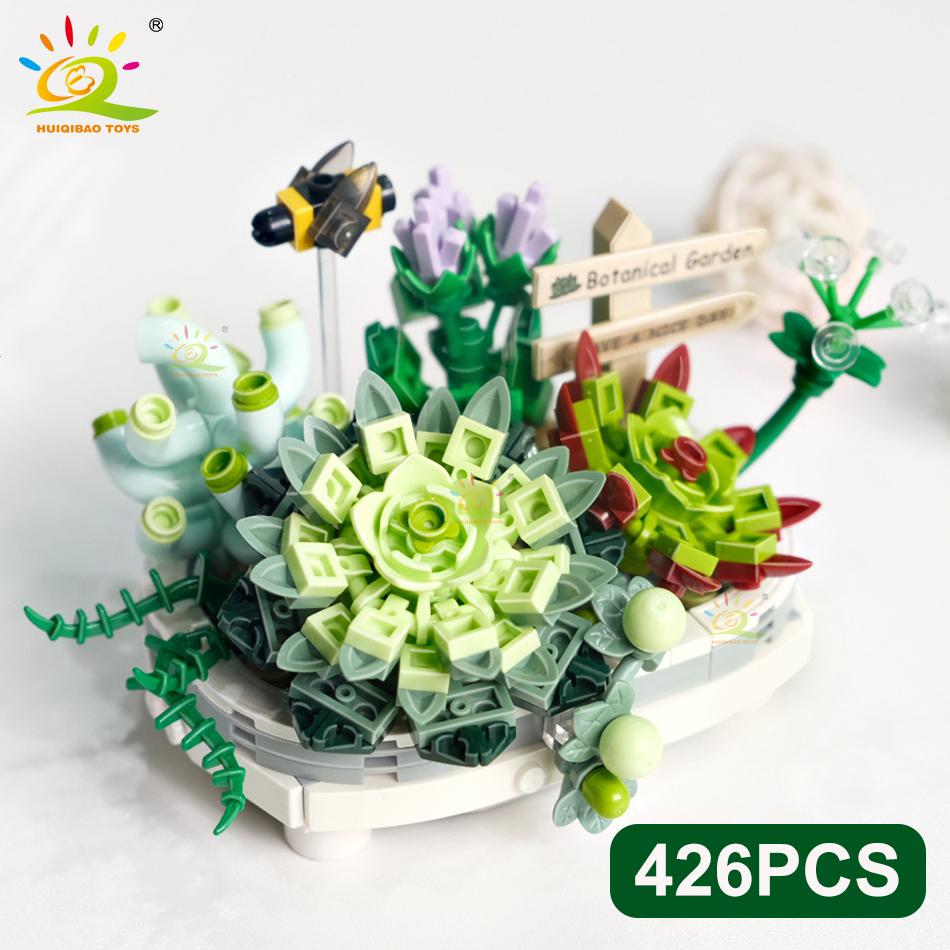 MOC сочные цветы вишни в горшках, микро строительные блоки, маленькие кирпичи, цветочный горшок, украшения, игрушки, декор