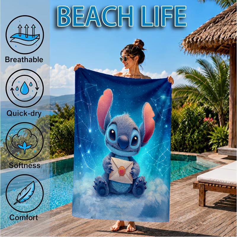 Cartoon Hawaii Artwork Printed Microfiber Beach Towel, Soft And Absorbent, Quick-Dry, Ideal for Summer Travel, Beach Essential, Swimming Pool