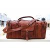 Men's Brown Genuine Goat Leather 24" Travel Luggage Duffel Gym Overnight Bag New