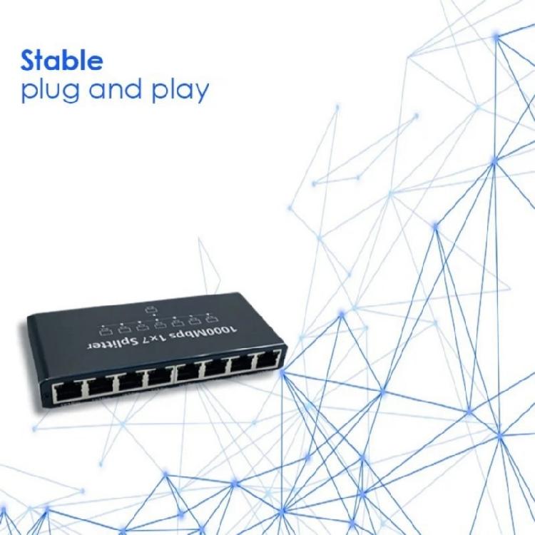 Высокоскоростной 7-портовый концентратор-разветвитель RJ45 Ethernet, поддержка передачи данных 1000 Мбит/с, корпус из АБС-пластика