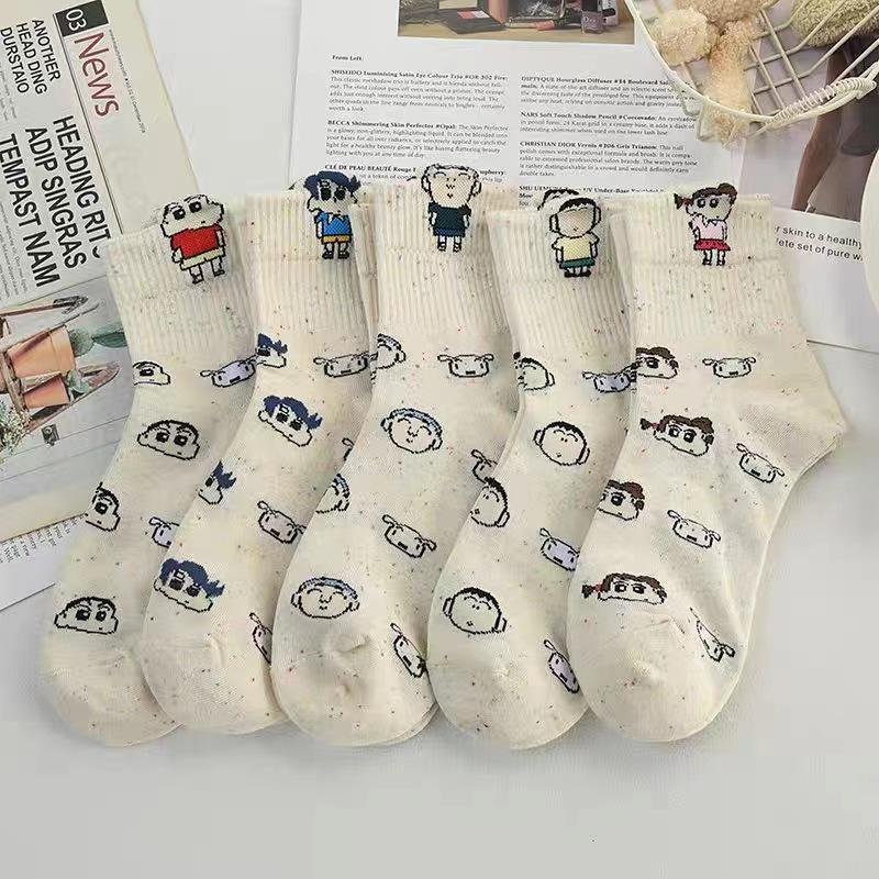 Women's Cute 3D Anime Mid-Tube Cotton Socks - Trendy Sports Design
