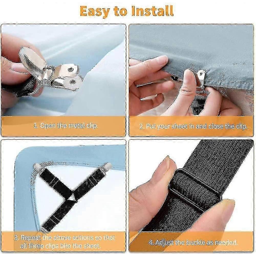 8 Pcs Bed Sheet Holder Straps,adjustable Triangle Elastic Corner Clips
