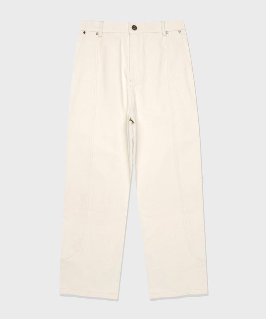 FALLETT Peach Cotton Curved Pants Ivory