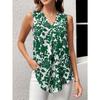 YYFS Women's Fashion Casual Summer Spring Flower Pattern Print Sleeveless V-Neck Blouses & Shirts