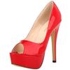 Women Pumps Sexy Peep Toe Platform 14cm Super High Heels Patent Leather Pumps Black Party Dress Red Wedding Shoes Stilettos Shoe