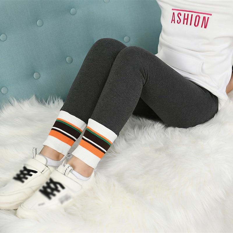 Зимние детские леггинсы на флисовой подкладке для девочек, нижние брюки, милые полосатые детские брюки-подростки с базовым слоем, термоколготки, узкие брюки, От 3 до 13 лет