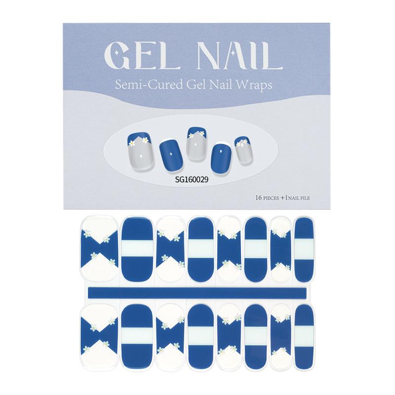 Thin Lamp Style Gel Nail Sticker 16-finger Extended Semi-curing Nail Sticker