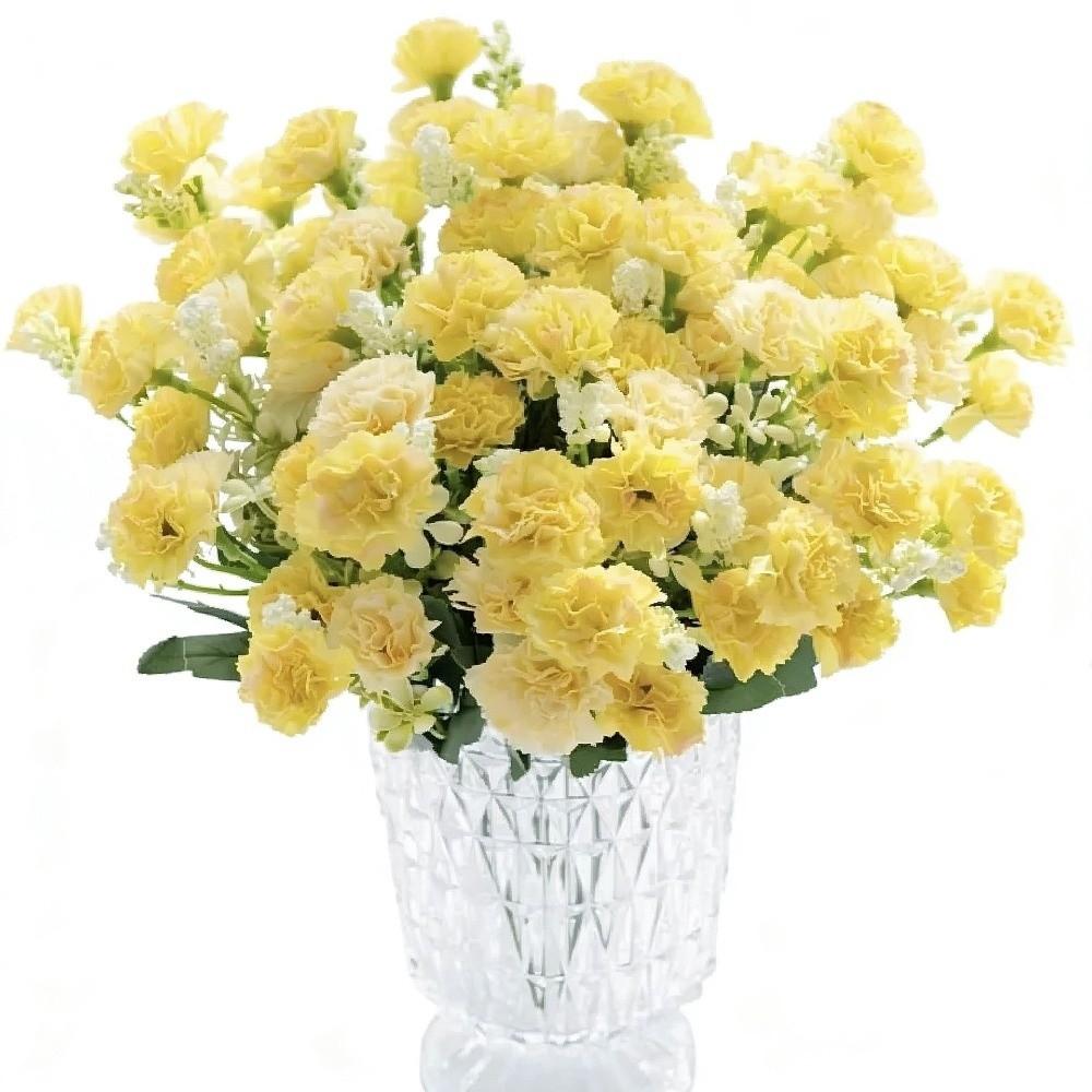 5 Forks 15 Heads Artificial Flowers Table Bonsai Style Small Carnation Wreath Accessory Outdoor Garden Grade Silk Rose Carnation