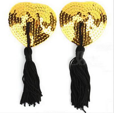 1 Or 2 Pair Women Sexy Sequin Nipple Covers With Tassels Heart Shape Nipple Stickers Pasties Sex Product Chest Stickers