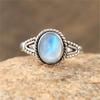 Rainbow Moonstone Oval Gemstone Ring, 925 Sterling Silver Ring, Handmade Ring, Birthstone Ring, Bezel Ring, Anniversary Ring