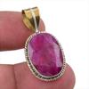 Kashmir Red Ruby(Simulated) 925 Sterling Silver Gift Two Tone Pendant 1.50" t6W88
