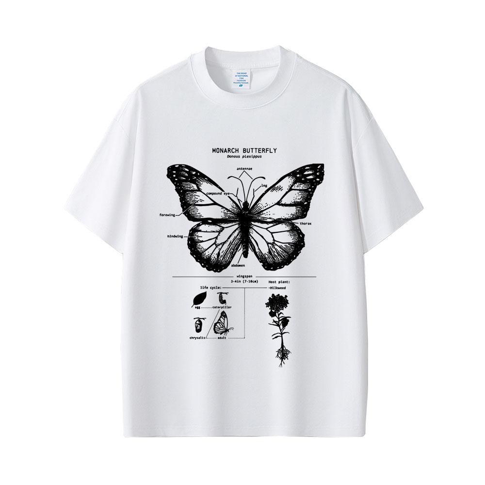 Monarch Butterfly Anatomy Graphic Tshirt Men Women Casual Oversized Funny Tshirt Unisex Fashion Vintage Short Sleeve T Shirts