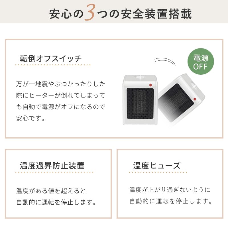 Yours Primes Ceramic Heater YKT-S600E, Small, Lightweight, Compact, 300W/600W Electric Fan Heater (Green)