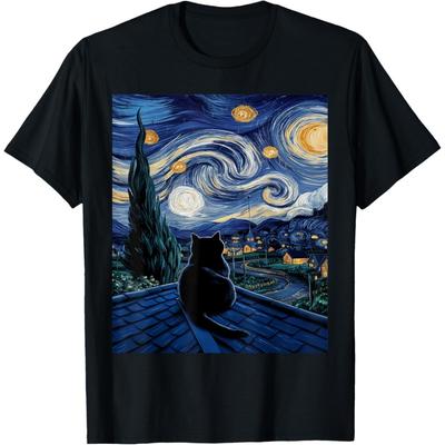Кот Звездная ночь Ван Гог Кот Для любителя кошек Мама кошка Папа кот Футболка
