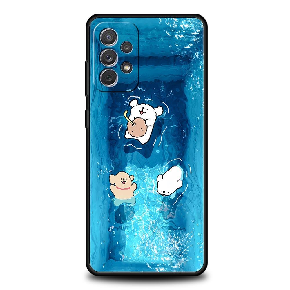 Чехол для вечеринки у бассейна с милым щенком для Samsung A57 A37 A51 A71 A21S A17 A15 A25 A41 A23 A33 A53 A73 A07 A05S A13 A35 A55 5G