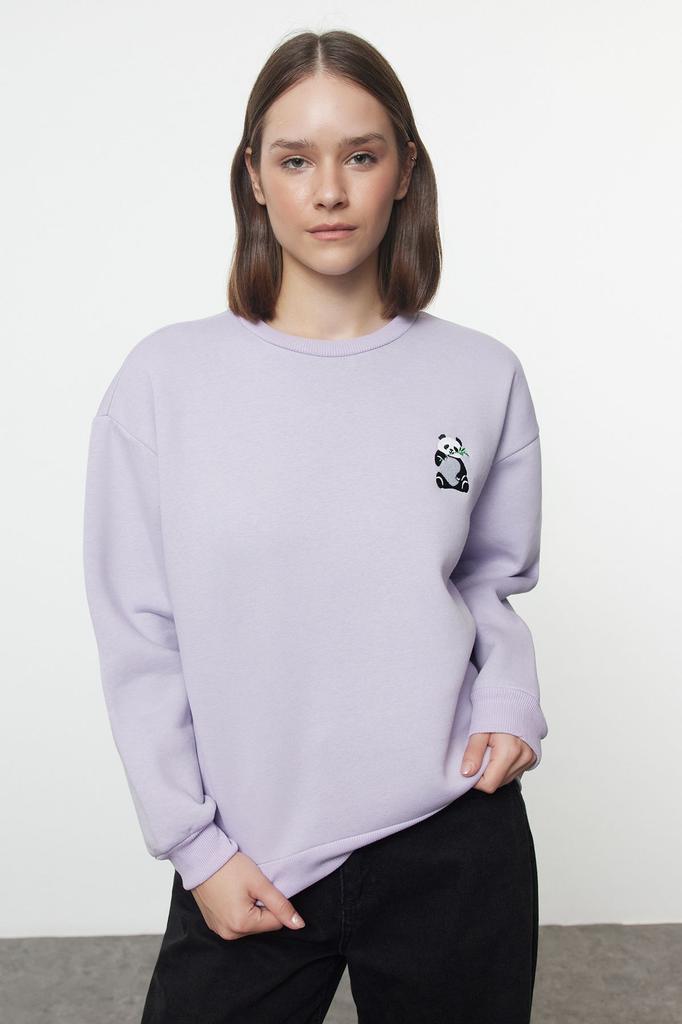 Женская модная стильная толстовка с вышитым изображением животных из камня, обычная, нормальная посадка, толстая внутренняя флисовая трикотажная толстовка