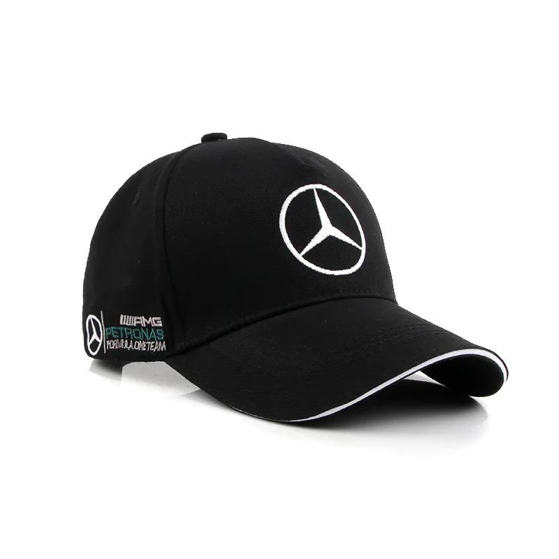 Автомобильная наклейка 2025 Горячая Для автомобиля Benz Колпачок-утиный клюв Для Mercedes benz 3D Кепка Авто Мотоцикл GP Гонки F1 Бейсболка Кепка Регулируемая Cas
