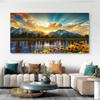 Scandinavian Landscape Canvas Painting, Lake Forest Mountain Scenery Painting Wall Art Decor Posters For Living Room Bedroom Prints Picture