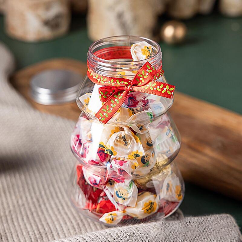 500Ml Christmas Tree Snowman Sweet Jar Candy Cookie Storage Box Juice Chocolate Gift Packing Diy Container New Year Decor Bottle