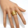 Stainless Steel Gold Color Hollow Heart Ring Anniversary Promise Ring For Women Fashion Jewelry Gift