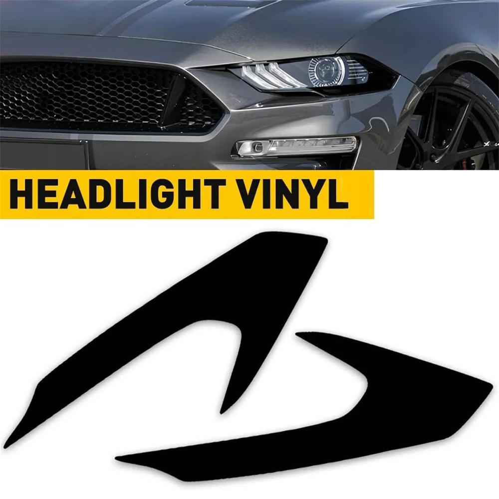 2Pcs Headlight Side SMOKE Overlays Tint Decals Vinyl For Ford Mustang 2019-2023