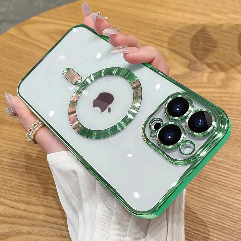 Для iPhone 16 15 Pro Max Роскошный беспроводной зарядный чехол Magsafe для iPhone 14 Plus 13 12 11 Pro Max Мягкий силиконовый прозрачный чехол