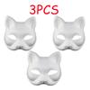3/6/9/12/15PCS Therian Masks White Cat Masks Blank DIY Halloween Mask Animal Half Facemasks Masquerade Cosplay Party 2025