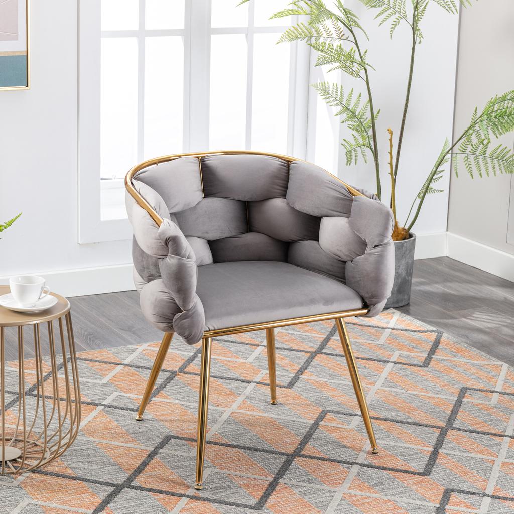 Luxurious, Modern Accent Chair, Vanity Chair with Metal Frame for Bedroom, Living Room, Dining Room, Set of 2