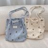 Copyright model, corduroy cartoon printed bear large-capacity portable shoulder bag, student armpit bag for class