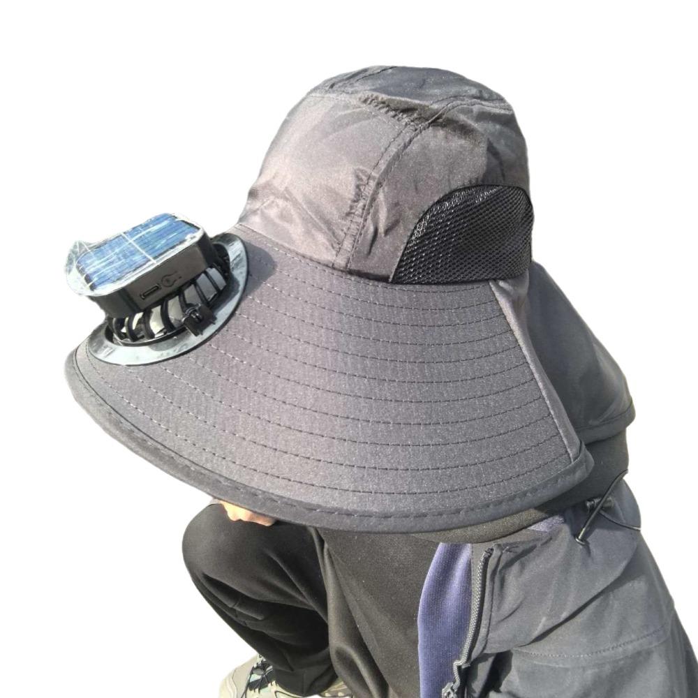 Breathable Solar Fan Hat Strong Wind Summer Fan Visor Cap Convenient Fishing Bucket Hat  Hiking