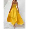 Модное сексуальное вечернее платье без рукавов для женщин, летнее отпускное платье А-силуэта с открытой спиной, повседневные длинные платья для женщин, винтажное нестандартное желтое платье с высокой талией 26205