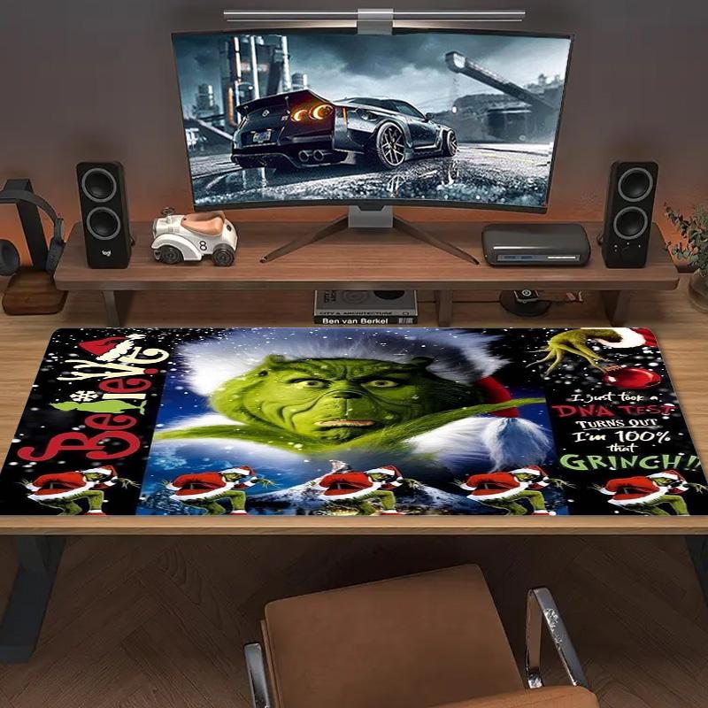 Christmas Green Monster Color Mouse Pad Large Gaming Table Cushion Non-slip Laptop Tablet Big Mousepad XXL Mat Mini PC Playmat With Lock edge