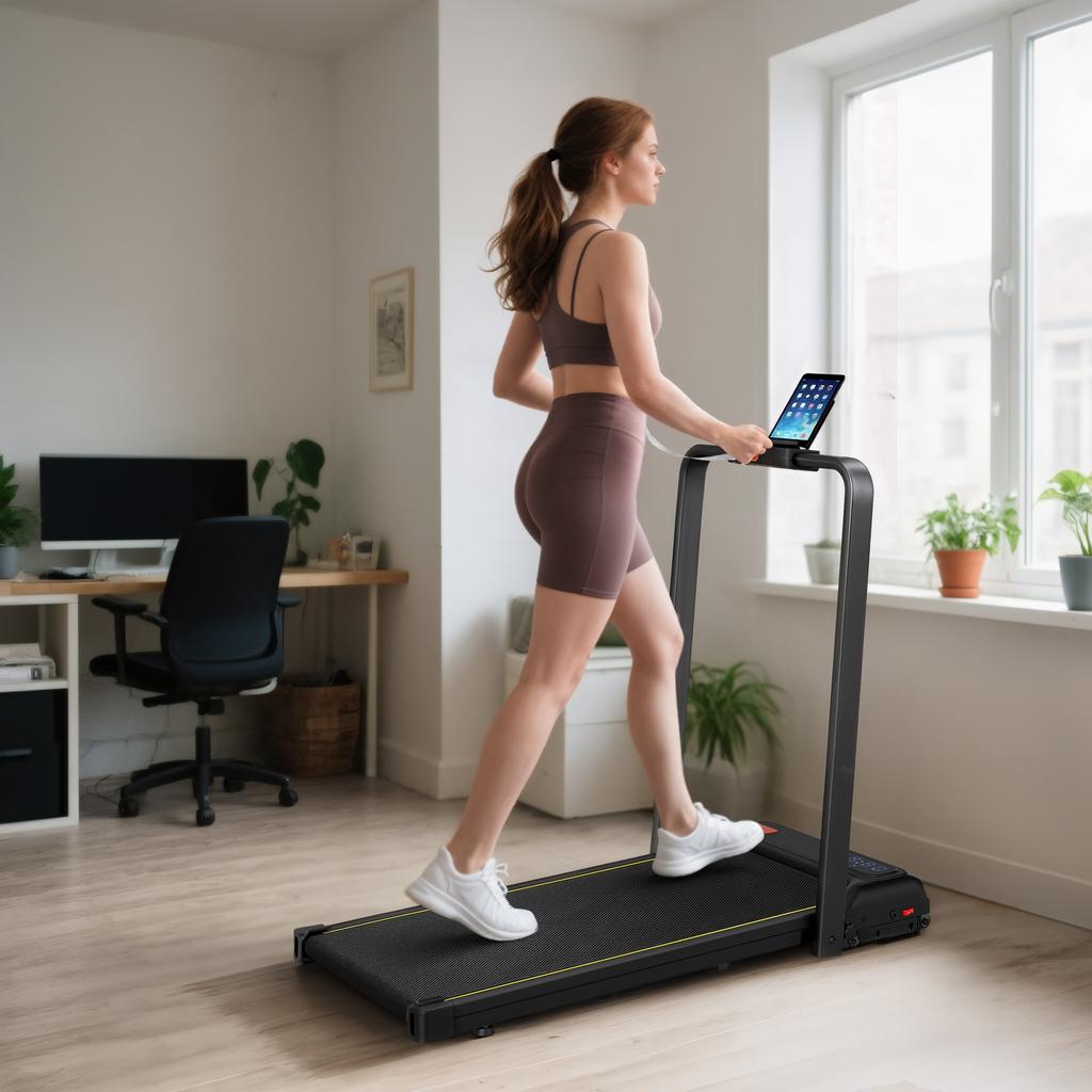 Foldable Treadmill With Adjustable Incline Speed 1 10 Km H LED Display And Remote Control Black