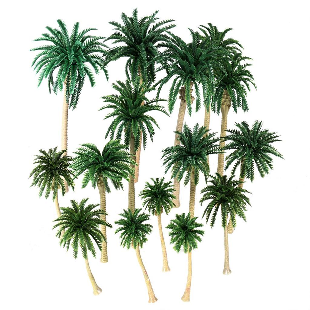 DECHOUS Palm Trees, Model Trees, for Dioramas, 15 Pieces, for Railway Models, Model Rainforests, Plastic (3 Pieces Each of 16cm13cm11cm8cm7cm),