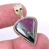 Ruby In Zoisite Lab-Created 925 Sterling Silver Gift Two Tone Pendant 1.25" V7I17