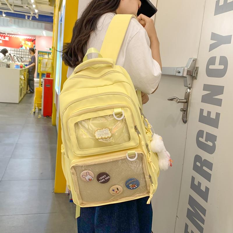 Рюкзак большой емкости, женский рюкзак в студенческом стиле, школьная сумка, однотонная сумка на плечо