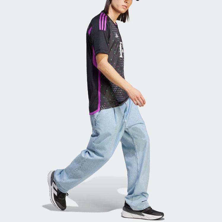 Adidas Футболка гостевая ФК Бавария 23/24 с тремя полосками и буквенным принтом, мужские топы с коротким рукавом, черная HR3719