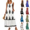 Женское летнее модное платье без рукавов с круглым вырезом для пляжа, винтажные платья с принтом